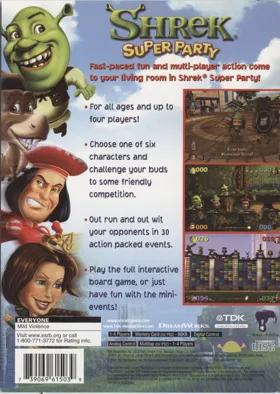 Shrek Super Party box cover back